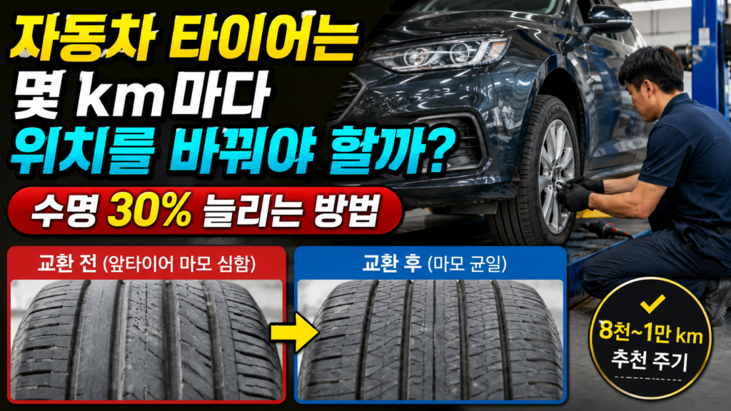 자동차 타이어는 몇 km마다 위치를 바꿔야 할까? 수명 30% 늘리는 방법 2 자동차 타이어 위치교환은 몇km마다 교환하는 것이 좋을까?
