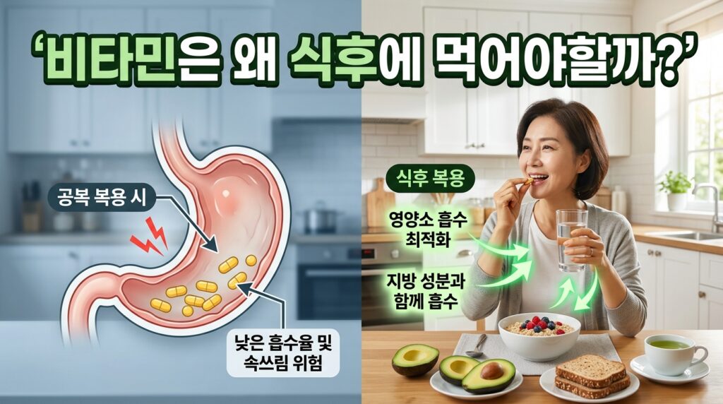 비타민은 왜 식후에 먹어야 할까? 공복에 먹으면 효과가 없을까?