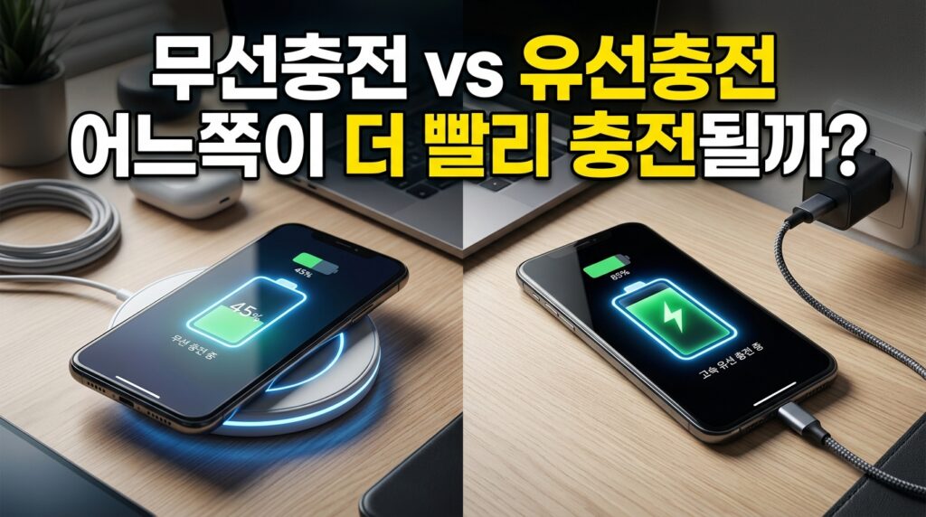 휴대폰 무선충전기와 유선 충전기, 어떤 쪽이 더 빨리 충전될까? 2 휴대폰 무선과 유선 충전비교