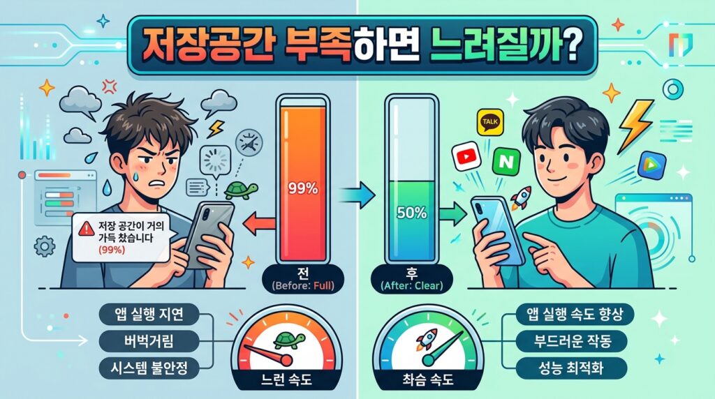 휴대폰 저장공간 부족은 속도를 느리게 만들까? 스마트폰이 버벅이는 진짜 이유 3 스마트폰이 느려지는 진짜이유