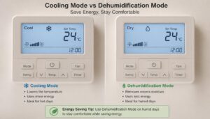 gpt image 2 HOME Air conditioner control panel showing cooling mode and dehumidification mod 0